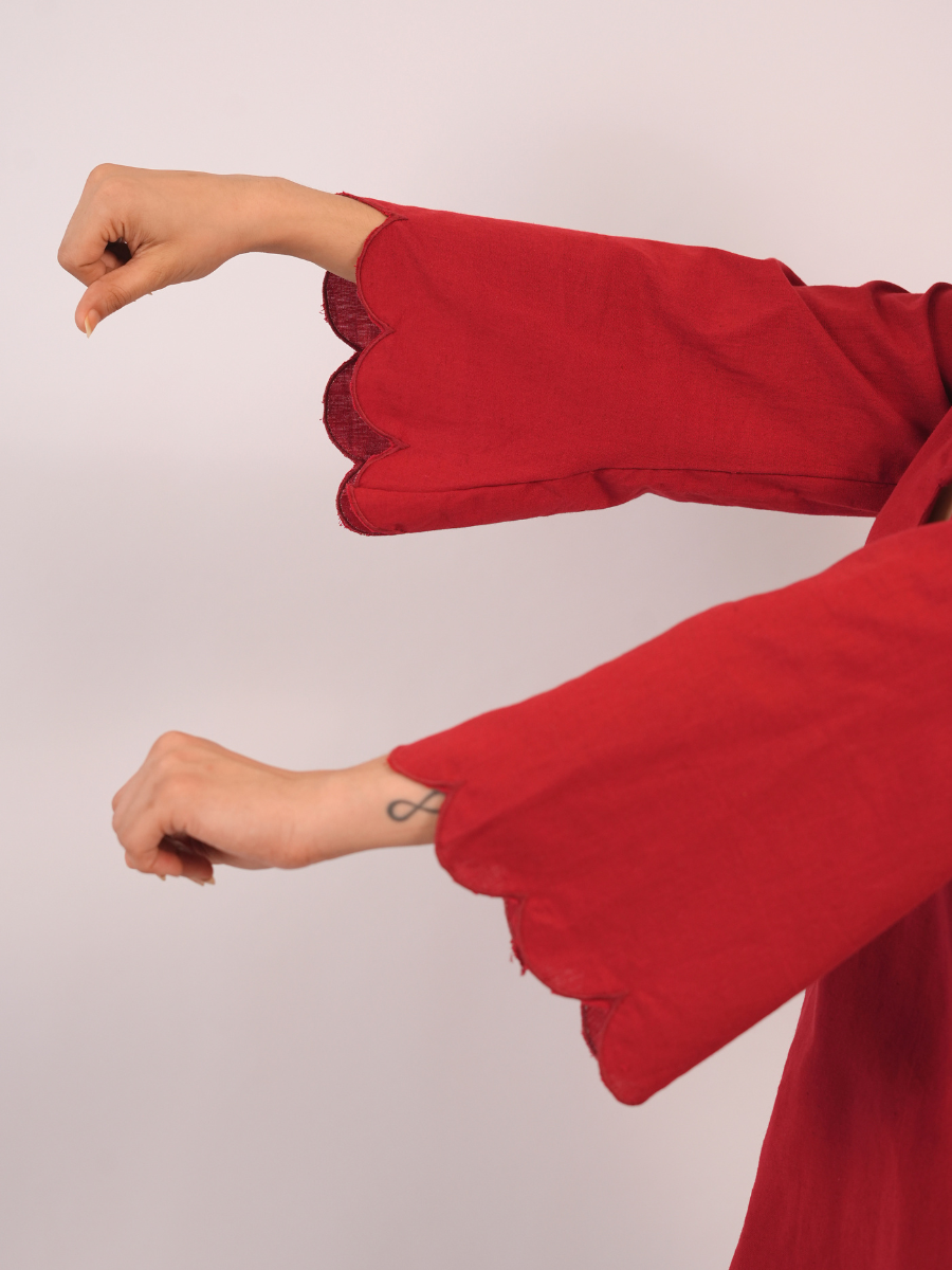 Mirchi Scallop Sleeved Short Kurti