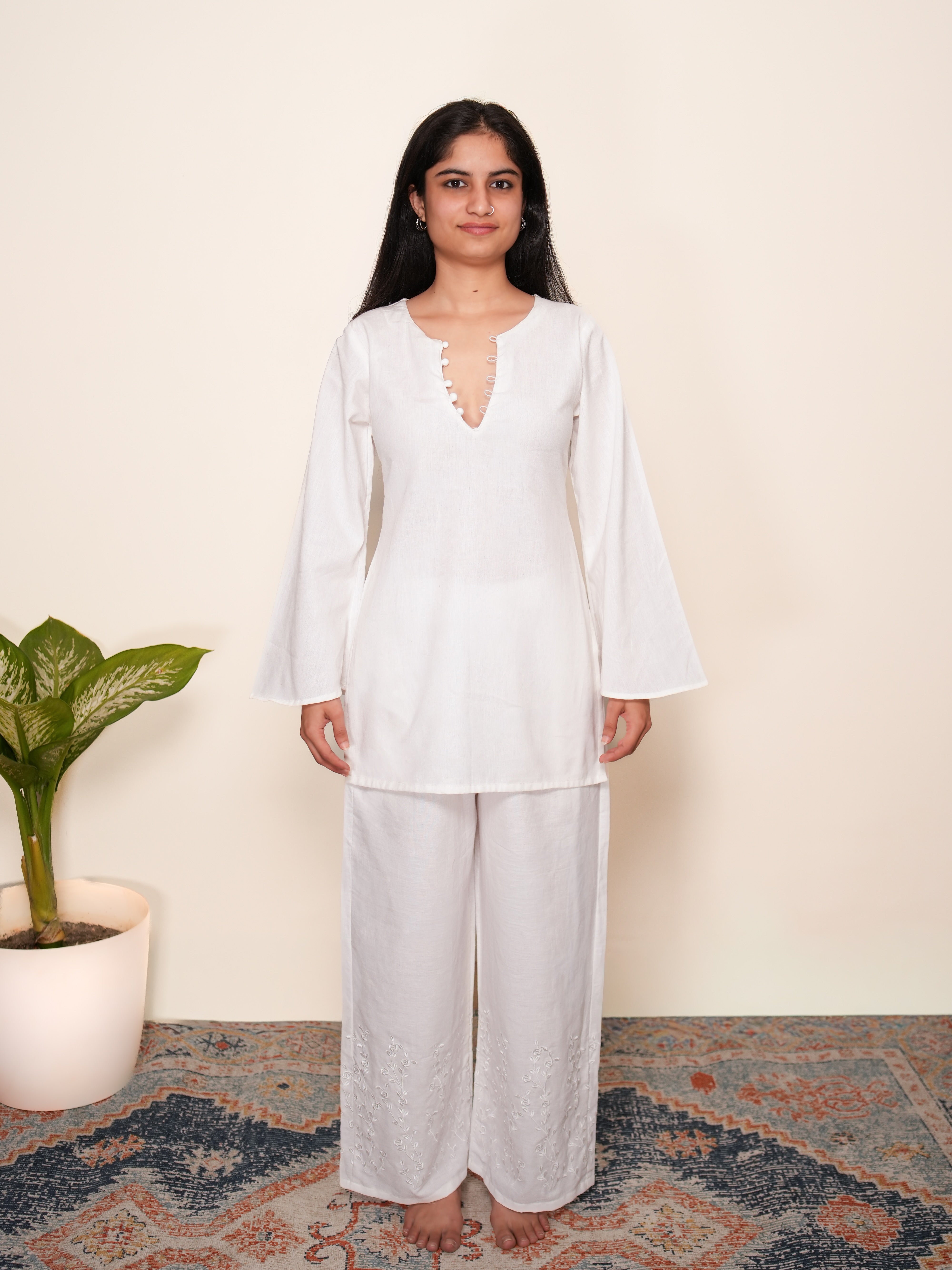 Sukoon Embroidered Bell Sleeved Kurta set
