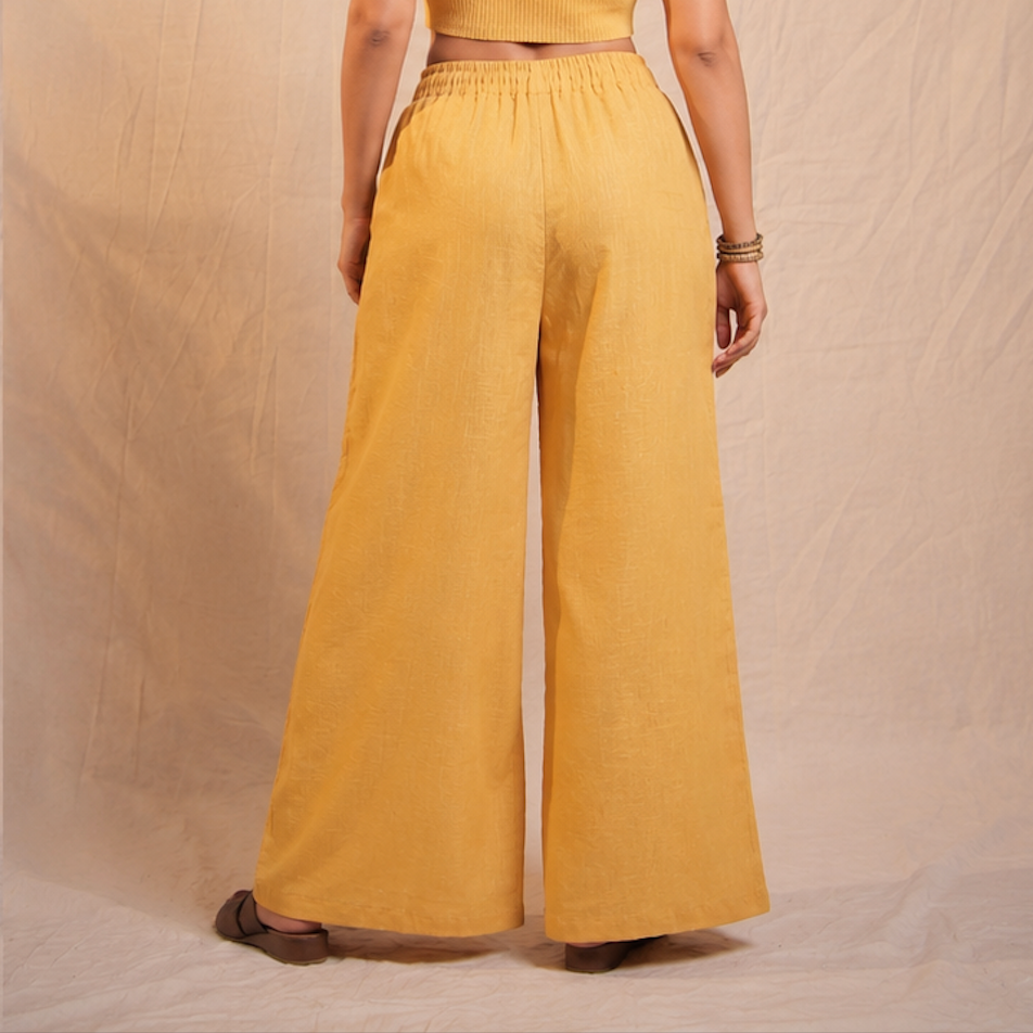 Mango Cotton Yellow Pants
