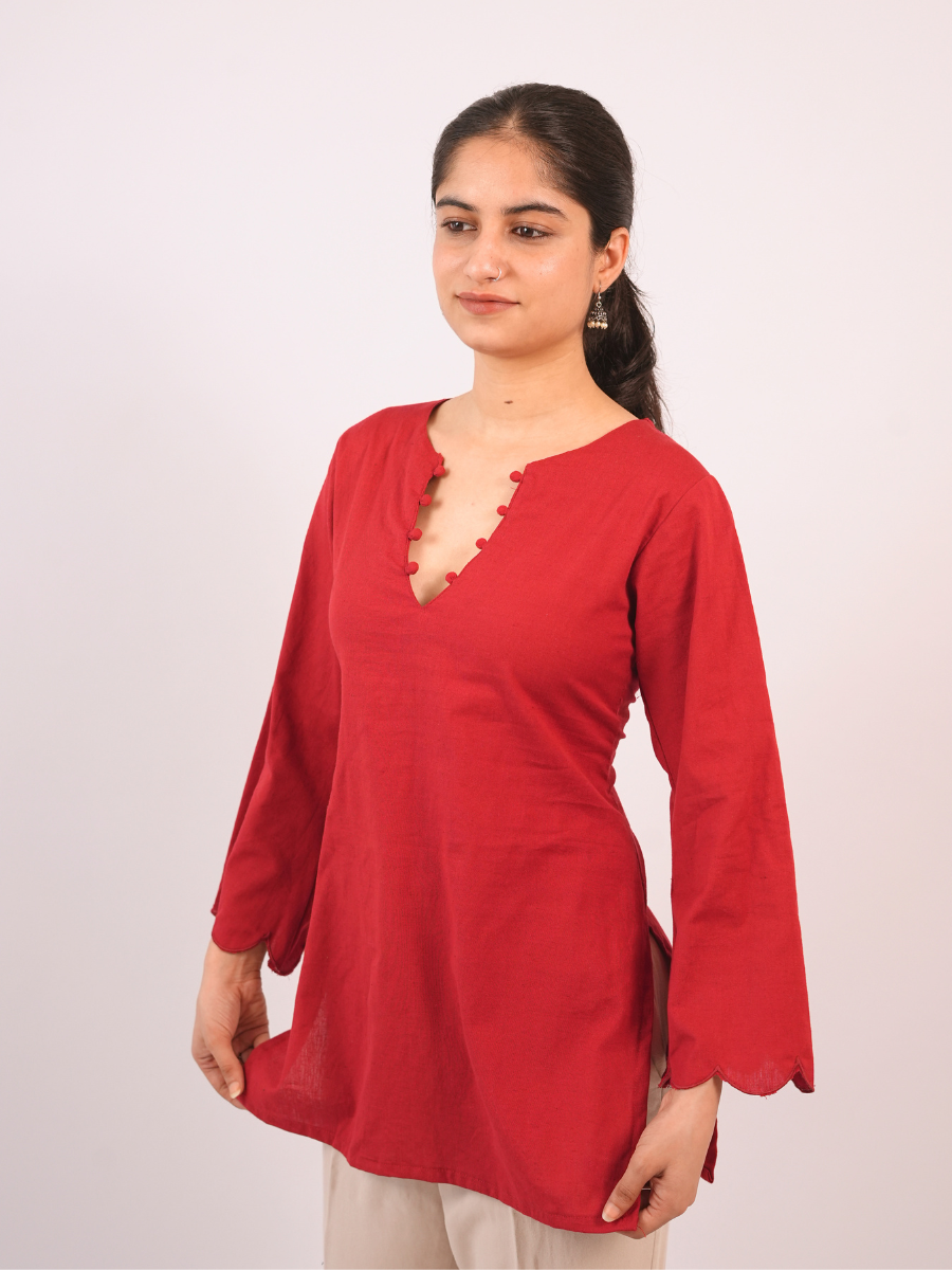 Mirchi Scallop Sleeved Short Kurti