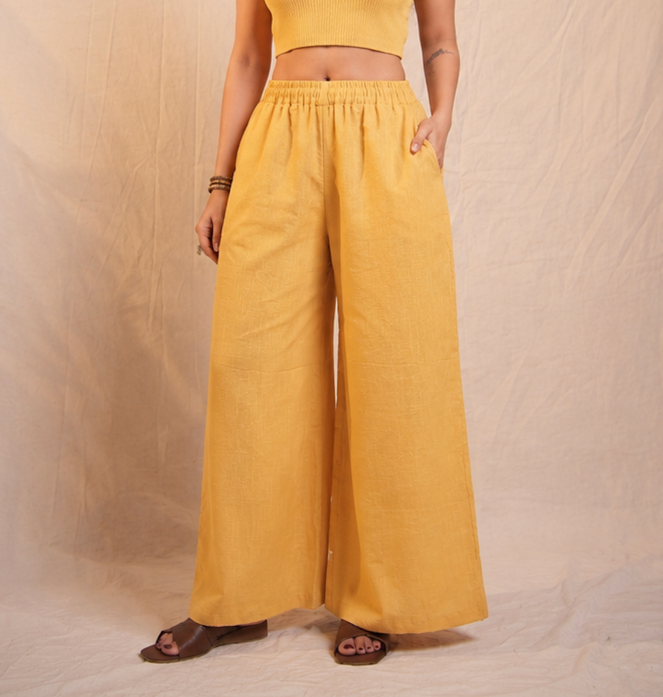 Mango Cotton Yellow Pants